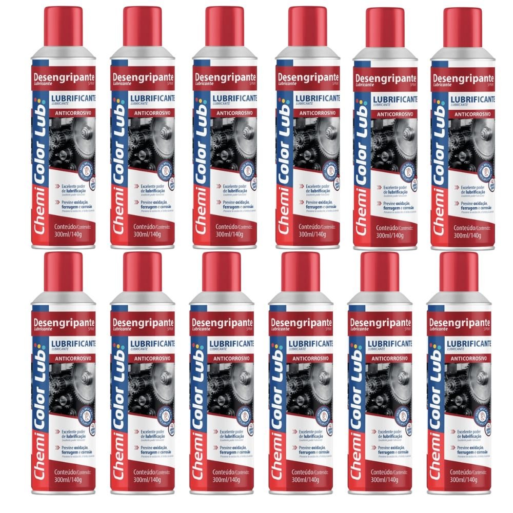 Kit 12 Desengripantes Lubrificação e Proteção 300mL 140g CHEMICOLOR-K8704