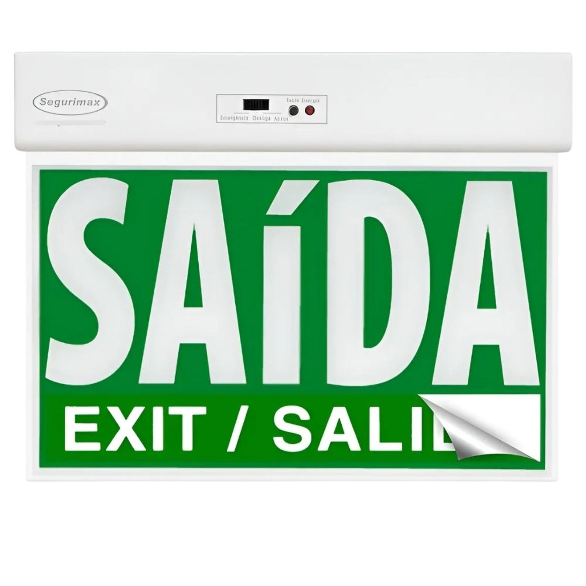 Sinalização LED Saída de Emergência 2 Faces Adesivo/Seletor Segurimax
