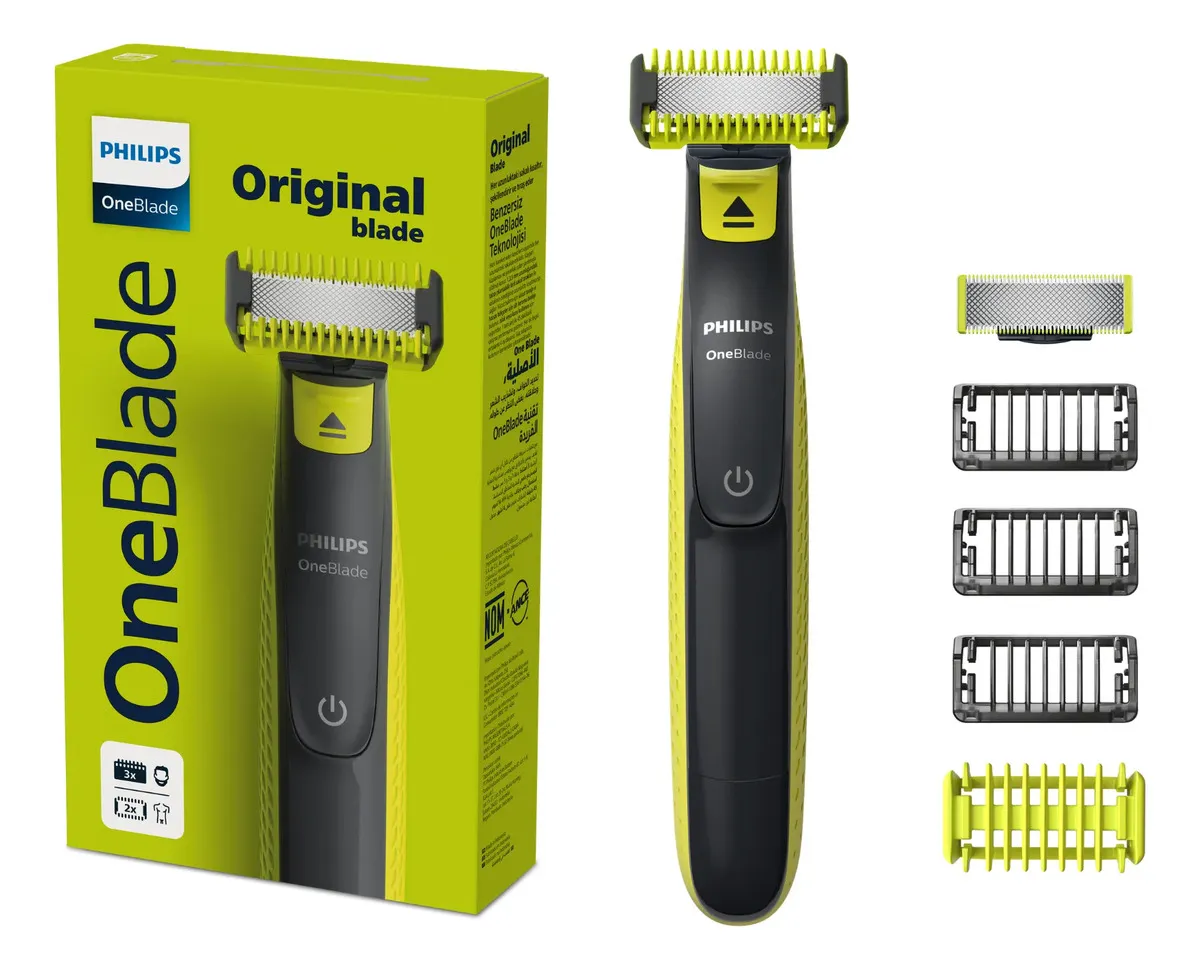 Barbeador e Aparador Elétrico Philips OneBlade para Rosto e Corpo Sem Fio e À Prova Deapos;Água